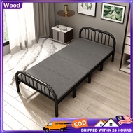 WOOD Metal Folding Bed Single/Super Single Bed Frame Katil Besi Thickening Upgrade No installation折疊床