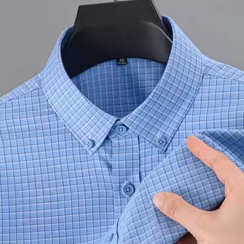New Quality Anti-Wrinkle Men Shirt Long Sleeves Dress Shirts For Men Slim Fit Camisa Social Business