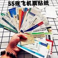 55 Sheets Retro Airline Boarding Pass Air Ticket Ticket Luggage Stickers Trolley Suitcase Decoration Waterproof Stickers