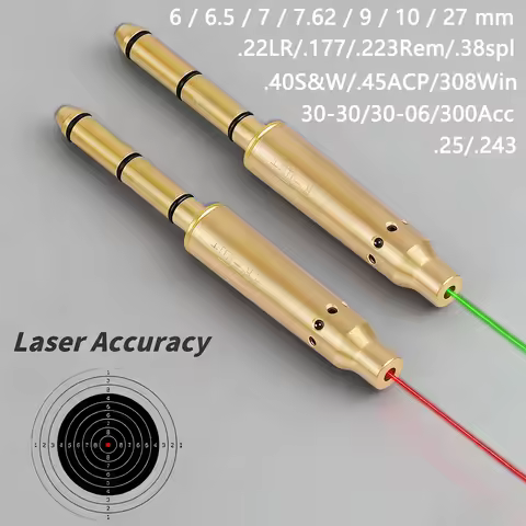 Tactical .177 .22LR Laser Bore Sight 9mm .223Rem Bullet Boresighter Caliber 6/6.5/7mm Red Laser Coll
