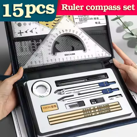 15 In1 Compass Ruler Math Geometry Plate Stationery Set Students Professional Civil Mechanical Engin