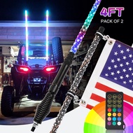 OVOVS 2ft,3ft,4ft,5ft,6ft UTV/ATV Parts & Accessories RGB 360 Degree Remote ATV Led Whip Antenna Cha