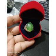 Cincin perak permata akik yaman hijau