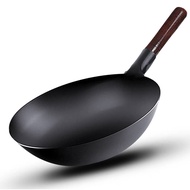 Premium Traditional Non Stick Iron Wok Wood Handle 34cm 38cm 40cm/ Kuali Besi Tangkai Kayu / Kuali B