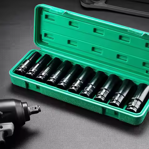 1/2Inch Drive 6-Point Impact Socket Set 10-Piece Metric Sizes 8-24m/10-24mm Carbon Steel Impact Sock