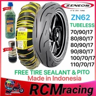 ZENEOS ZN62 MOTORCYCLE TIRE GULONG FREE TIRE SEALANT &PITO TUBELESS 70/90/17  to 110/70/17  By17