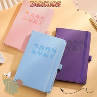 TARSURR Daily Planner Notebook, Flat Spread PU Leather 2027 Schedule Book, Elastic Band Daily Schedu