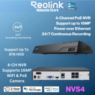 Reolink NVR 4CH NVS4 16MP/12MP/8MP/5MP PoE/WiFi Camera 24/7 Recording