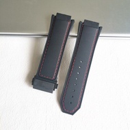 30มม. เปลี่ยนสำหรับ HUBLOT สาย King Power Series นาฬิกาสร้อยข้อมือซิลิโคน Rubbe นาฬิกาผีเสื้อหัวเข็ม