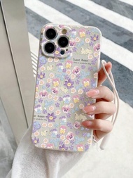 Funda Blanca De Tpu Para Verano Con Patrón De Pintura De Conejo Y Flores, Viene Con Una Correa De Mano, Apta Para: Apple Iphone 7, 8, 11, 12, 13, 14, 15 Pro Max Plus X Xr Xs Max Se2, Samsung Galaxy A03s, A03core, A04, A12, A13, A14, A21s, A22, A23, A32, A33, A34, A50, A51, A52, A53, A54, A71, A72, A73, S20fe, S21, S21plus, S21ultra, S22, S22plus, S22ultra, Xiaomi Redmi 9, 9a, 9c, 10, 10a, 10c, 12c, Note 9, Note 9 Pro, Note 9s, Note 10, Note 11, Note 12