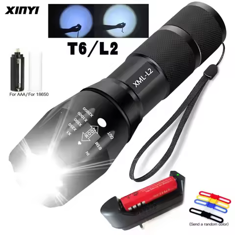 LED Rechargeable Flashlight XML T6/L2 linterna torch 18650 Battery 5 Modes Waterproof Outdoor Campin
