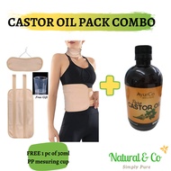 Pure Cold Pressed Castor Oil Pack Combo (500ml Ayurco Pure Cold Pressed Castor Oil+ Reusable ORGANIC Castor Oil Pack)