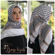 Jilbab voal segi4 motif PALESTIN/ DENAY / VZ kw lasercut printing premium ukuran 110x110cm