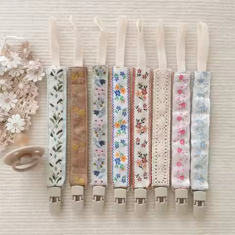 Ethnic Style Baby Cloth Pacifier Chain Floral Adjustable Soother Holder Teether Toys Straps Dummy Cl