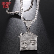 DRIP ICE Hip Hop Iced Out Cubic Zirconia Stone The Bando Trap House Necklaces Pendants Men With 4MM Tennis Chain Jewelry