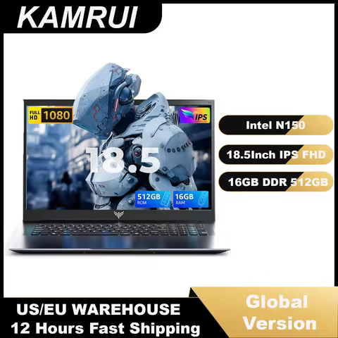 KAMRUI 18.5"Laptop Computer Intel N150/AMD R3 4300U 16GB DDR4 512GB M.2 SSD Windows11 PRO 8000mAh Ba