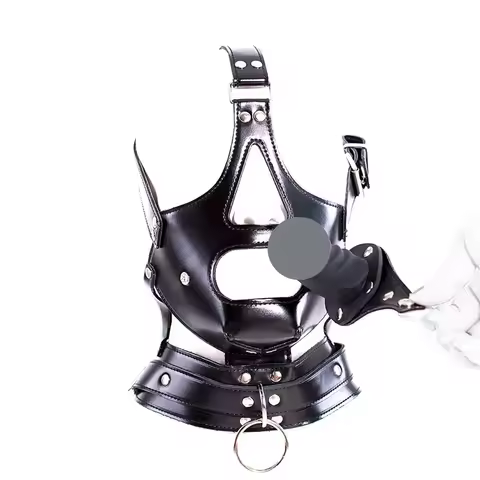 Adult Reinforced Harness Type Gag Mask with Collar and Facial Mask for Western Use