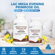 LAC Mega Evening Primrose Oil 1300mg - Health Supplement, Hormonal Balance & Skin Care Support