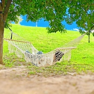 Adult Outdoor & Indoor Thickened Fabric Mesh Bed – Swing Hammock with Hanging Ropes for Trees