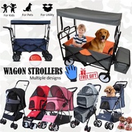 [SG LOCAL] [Pet Stroller] Pet Stroller Foldable Washable Dog Cat Carrier 4 Wheels Lightweight Trolley
