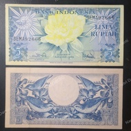 Uang kuno Indonesia 5 Rupiah Bunga Tahun 1959 Kondis Baru Unc