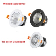 5W 10W LED Downlights Tri Color COB Recessed Ceiling Lamps Angle Adjustable Spot Lights Three Colors For Home illumination 220v with Driver