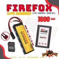 ชุดแบตลิโพ FireFox 11.1V 1600 mAh 20C Li-po ที่ชาร์จ และตัวเช็คเซลล์ แบตลิโพ 3 เซลล์