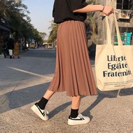 {WAM.27Jn22ѕ} Imported 7/8 moumbloe midi pleated skirt (thick, cool, stretchy, falls)
