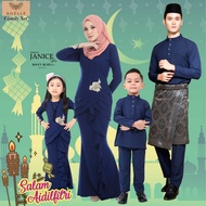 NOELLE Baju Raya Family Sedondon 2024 Baju Kurung Ibu Anak Baju Melayu Ayah Anak Baby JANICE PRO - NAVY BLUE 02