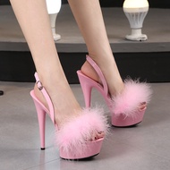 Stiletto Furry High Heels - 15cm Heel Height
