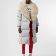 BURBERRY英國黑標石色皮草鵝絨大衣