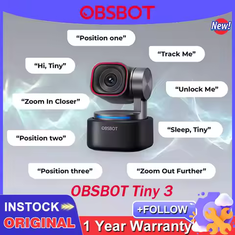 OBSBOT Tiny 3 AI-Powered PTZ 4K Webcam, Compact 4K USB PTZ Webcam with 4x℡Zoom