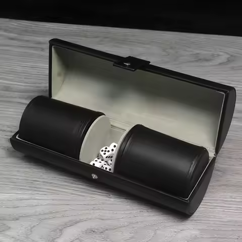 Portable Leather Dice Cup Set with Dices, Classic Table Game for Bar, KTV, Party & Family Entertainm