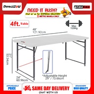 Primetime 4 Ft. Rectangular Fold-in-Half Plastic Table (White)