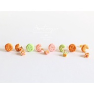Traditional Baked/Snow Skin Mooncake-Lotus Seed Paste with Salted Egg Yolk Stud/Drop Earrings