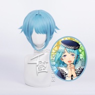 Misscoo Anime ES Ensemble Stars Shino Hajime  Cosplay Wig Blue Short Heat Resistant Synthetic Hair