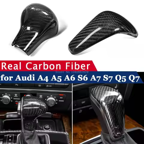 Gear Shift Knob Cover for Audi A4 A5 B8.5 A5 8T A6 S6 C7 A7 S7 4G8 Q5 8R Q7 4L Real Carbon Fiber Cas