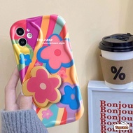 Tecno Spark Go 2024 2023 infinix Hot 40i 30i 30Play Smart 8 7 6 Plus 5  Note 30 12 G96 20i 12 11 10 9Play Brightly Colored Flowers 3D Wave Edge Phone Case Soft Cover+Bracket