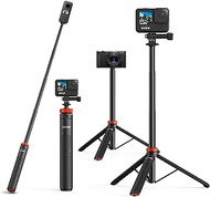 UURig Telescopic Selfie Stick Long with Tripod, Waterproof Hand Grip, for Insta360 GoPro Hero 10 9 8 7 6 5 4 3 2, Fusion, Max, Session, AKASO, SJCAM, DJI OSMO Action Cameras