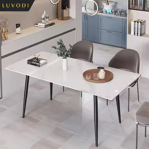 LUVODI 4-6 People Seats Marble Dining Table with Chair 1.2m Restaurant Kitchen Cafe Shop Coffee Tabl