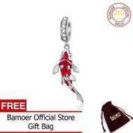 BAMOER จี้ปลาคาร์พเคลือบเงินแท้925สร้อยข้อมือเครื่องรางพอดีสร้อยคอเครื่องประดับแฟชั่นผู้หญิง BSC085