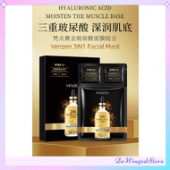 venzen 3in1 24k gold hyaluronic acid mask refreshing oil control cleanser moisturizing hydrating essence 面膜三部曲 ready st