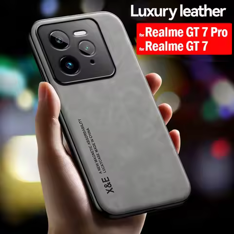 Luxury Leather Funda for Realme GT 7 Pro / GT 7 Case Ultra Thin Magnetic Protection Cover for Realme