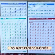 ♞WINDOW CARDS (SOLD PER PACK OF 50 PIECES) A-1,S-1,M-1,D-1,A-2,S-2,M-2, D-2, A-3, S-3, M-3, D-3, A-