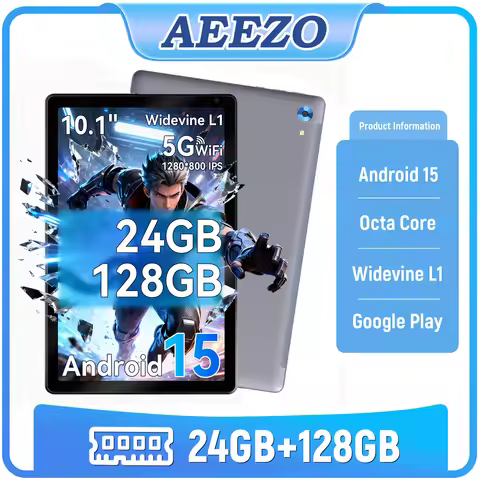 AEEZO 10 inch Latest Android 15 Tablet Octa Core 24GB+128GB/1 TB Expansion 1280x800 HD IPS Touchscre