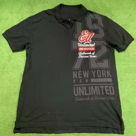 Ecko Unltd. Men's Black Polo Y2K S To 4xl NEW Tee Graphic Streetwear Summer Letter Printed T-shirt A