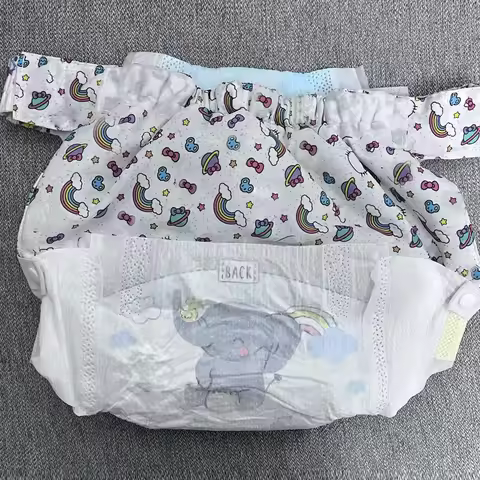 ABDL Adult Cotton Cartoon Diaper Front Back High-waisted Extension Velcro Universal Strap Soft Cozy 