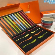 法國LE CREUSET酷彩彩虹筷子勺子家用餐桌禮盒裝陶瓷炫彩餐具套組
