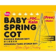 SUPER PREMIUM LATEST PATTERN TERBARU BABY SPRING COT TRAVEL SET (Rangka Buaian Bayi Tripod Type Baby Cradle) UP TO 18KG