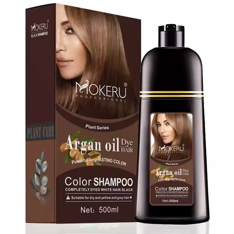Mokeru Natural Organic Brown Hair Color Permanent Hair Coloring Shampoo Long Lasting Hair Dye Shampo